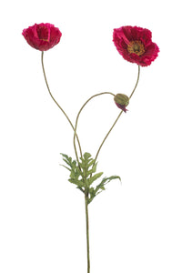 Artificial poppy - 1 stem - Fuchsia