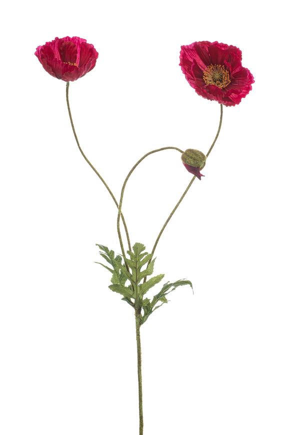 Artificial poppy - 1 stem - Fuchsia